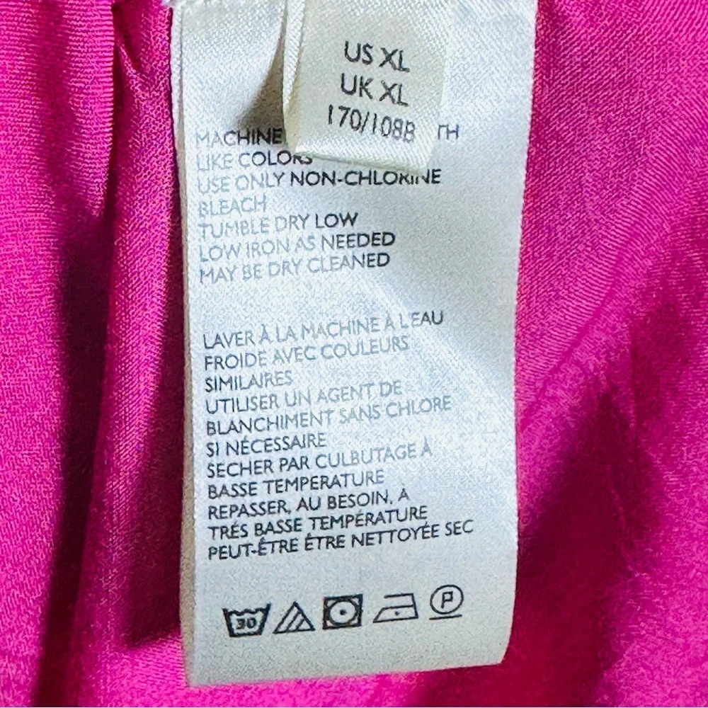 Free People Baja Babe Midi Dress Hot Pink Combo Metallic Gold XL Floral Cotton - Picture 12 of 14